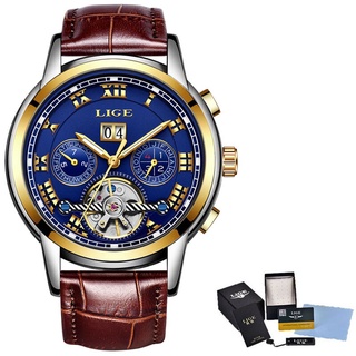 LIGE Mens Watches Top Brand Luxury Clock Automatic Mechanical Watch Men Casual Business Waterproof Wrist watch