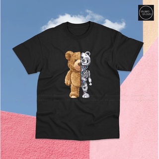 Robot Bear T-Shirt เสื้อพิมพ์ลายหมีโรบอท คอตตอน100% ผ้าดีมากกกกก