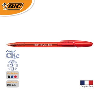 [Official Store]BIC บิ๊ก ปากกา Cristal Clic ปากกาลูกลื่น หมึกแดง หัวปากกา 0.8 mm.จำนวน 1 ด้าม