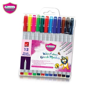ปากกามาร์คเกอร์ Master Art มาร์คเกอร์ หัวพู่กัน 12 สี สีสันสดใส (1แพ็ค) เหมาะสำหรับงาน Hobby Art ปากกาเมจิก สีเมจิก