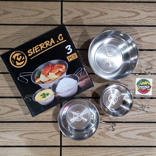 K2 SIERRA CUP ชุดถ้วยสแตนเลสสามขนาดสำหรับใส่อาหารทั้งคาวหวานและขนม แถมถุงตาข่ายจัดเก็บ (TJT)