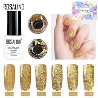 ยาทาเล็บสีเจล Rosalind Gold 341-346  มีสีจริง  ยาทาเล็บแบบเจล เจลทาเล็บ สีเจลทาเล็บ ยาทาเล็บ