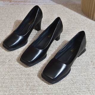 สินค้า รองเท้าคัชชูหุ้มส้น หัวตัด รองเท้าคัชชูหนังเทียมสำหรับผู้หญิง มีส้น 3 แบบ 3 รุ่น H257
