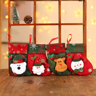 ถุงเท้าคริสต์มาส ซานต้า ตุ๊กตาหิมะ กวางเรนเดียร์ (13x17cm.) พร้อมส่ง!!!!