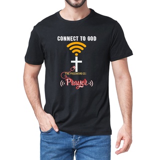 เสื้อยืดลําลอง แขนสั้น พิมพ์ลาย Connect To God The Password Is Prayer โอเวอร์ไซซ์ สําหรับผู้ชาย