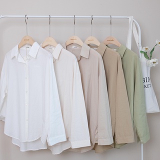 Avo fondue cotton shirt เสื้อเชิ้ตสีพื้นผ้าคอตตอนเนื้อนุ่มรุ่นAvo fondue cotton shirt