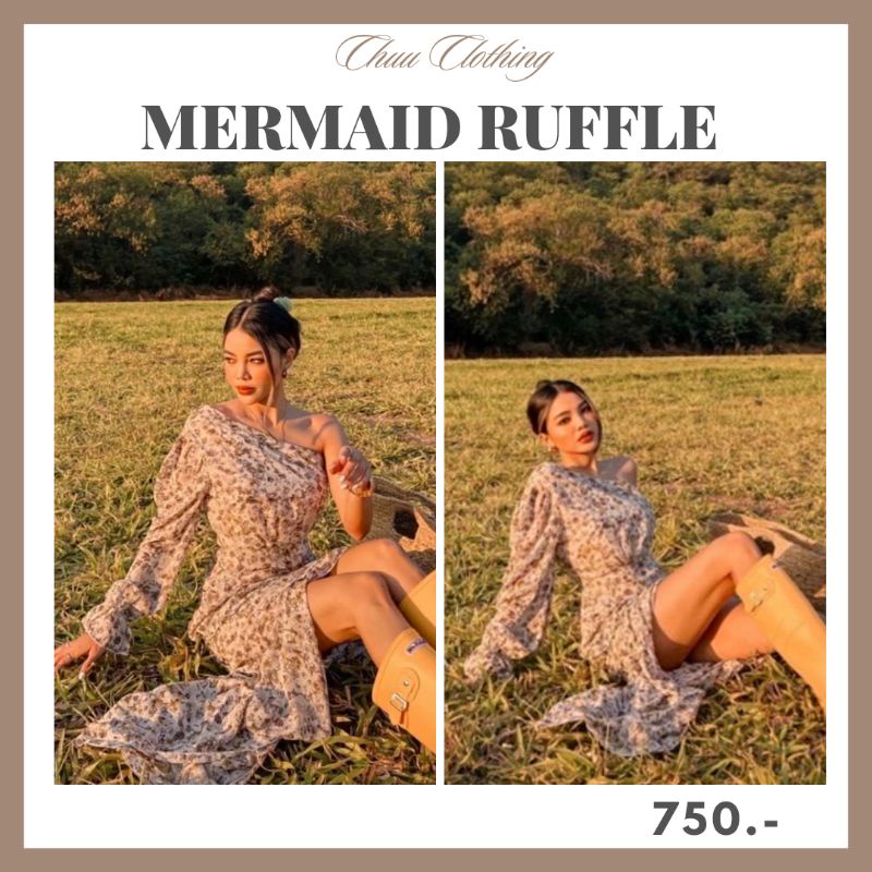 mermaid-ruffle-dress-ไหล่เบี่ยง-ลด-50-เหลือ-375-บาท-จาก-750-บาท