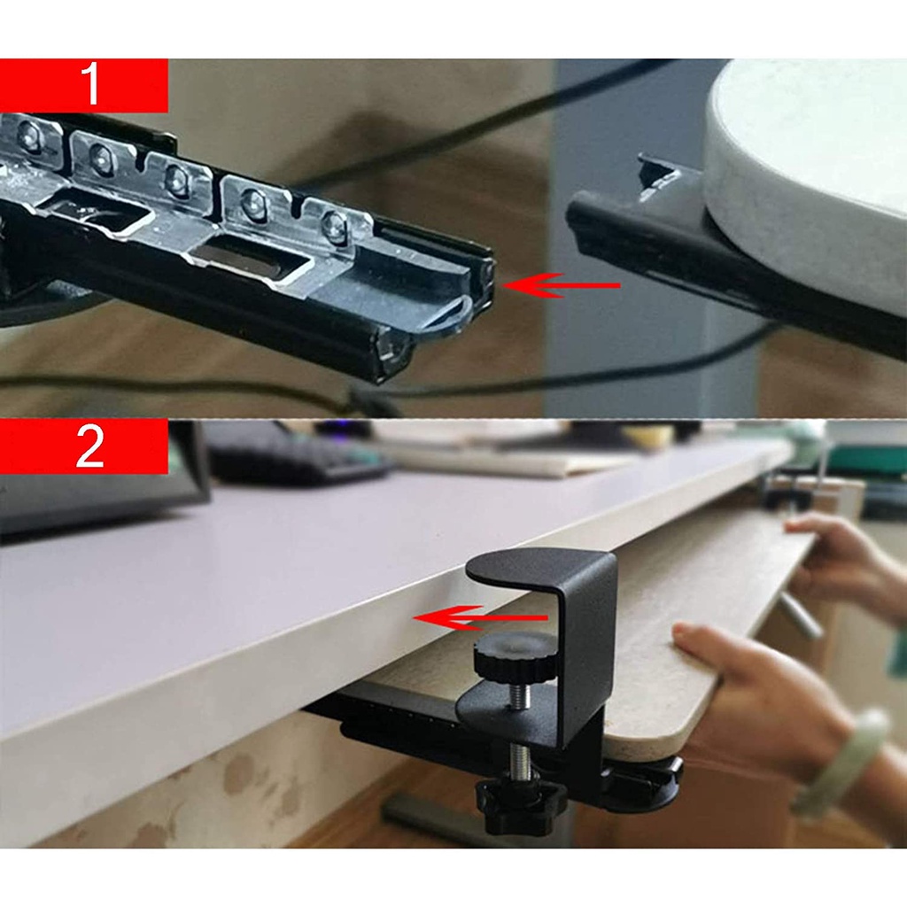 Slide Out Under Desk Sliding Keyboard Tray - Clamp-On Mount, Pull-Out ...