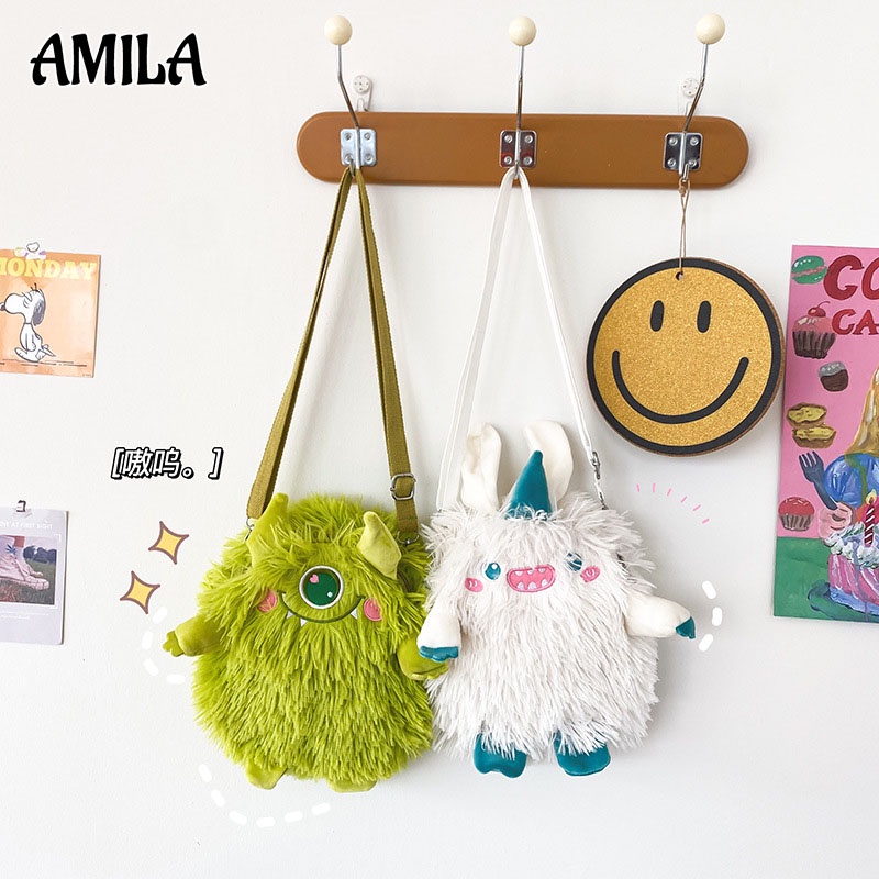 amila-กระเป๋านักเรียนใหม่สไตล์ญี่ปุ่นน่ารัก-น่ารัก-นิสัยดีตุ๊กตาเย็บปักถักร้อยมอนสเตอร์น้อยสามมิติ