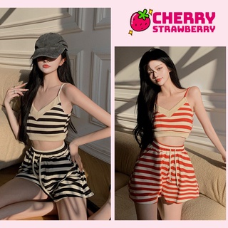 🍓cherry Strawberry🍓 น่ารักเซ็กซี่มากๆ ฮิตสุดๆ สาวๆไม่ควรพลาด ชุดลำลองแฟชั่น ชุดเซต 2 ชิ้น เสื้อกล้าม กางเกงเอวยางยืด