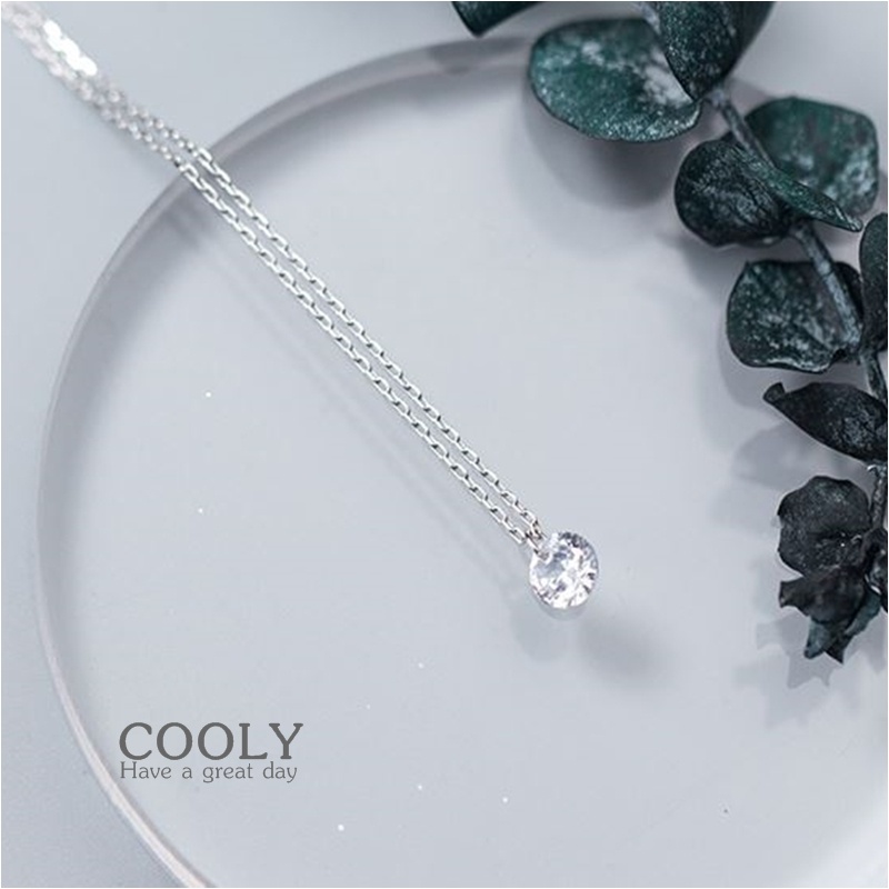 s925-cooly-necklace-สร้อยคอเงินแท้-เพชรเดี่ยว-เรียบง่าย-ใส่สบาย-เป็นมิตรกับผิว