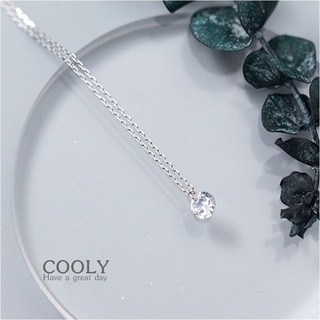 s925 Cooly necklace สร้อยคอเงินแท้ เพชรเดี่ยว เรียบง่าย ใส่สบาย เป็นมิตรกับผิว