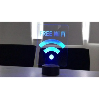 โคมไฟ LED สัญลักษณ์ Free WIFI แบบ 3 D | Shopee Thailand