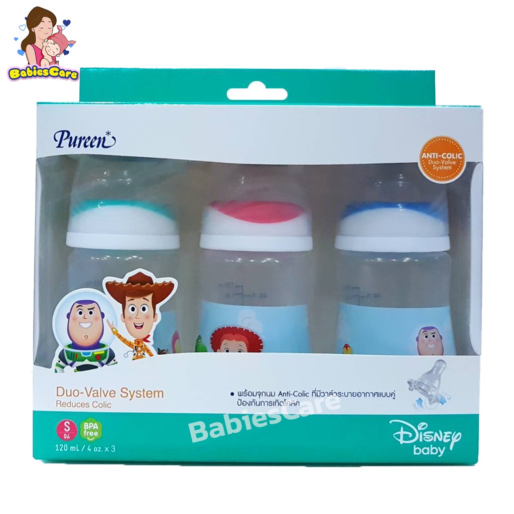 babiescare-pureen-ขวดนม-toystory-pp-4oz-แพ็ค-3ขวด-จุกนมไซร์s