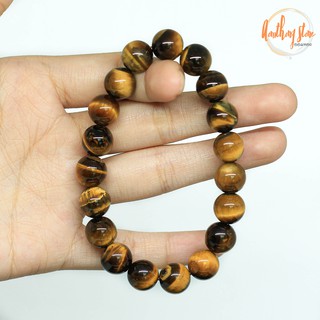 กำไลหิน ไทเกอร์อายส์ พลอยตาเสือ Tiger Eye ขนาด 10 มม. ไม้สัก หินมงคล หินสี กำไลหินนำโชค