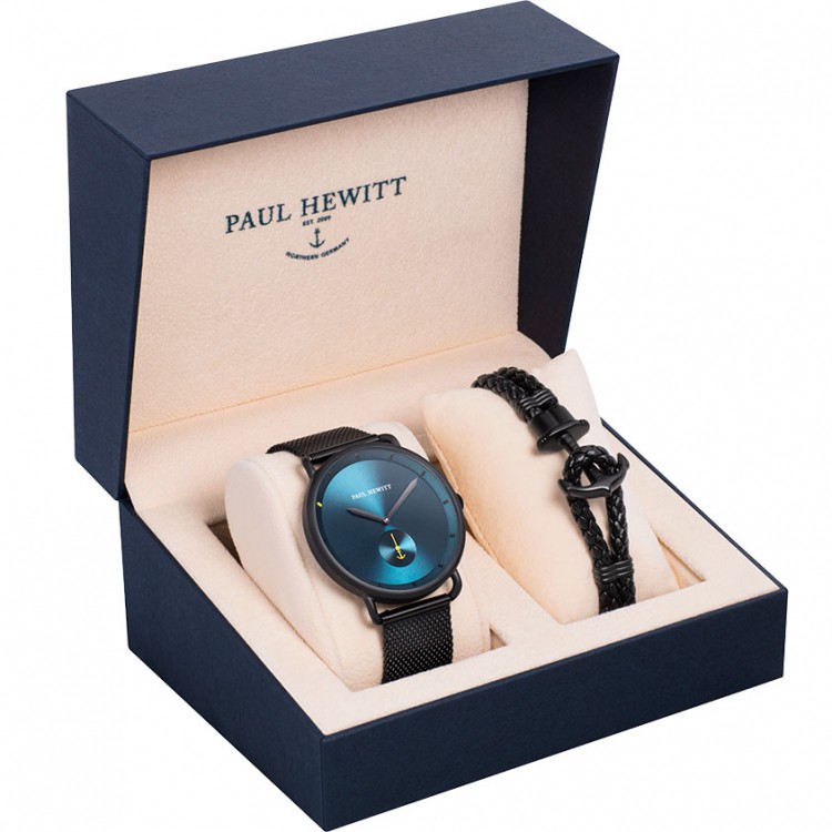 特別販売 PAUL HEWITT Breakwater Line Navy Sunray Men´s Stainless Steel Watch  with Metal Band Blue Dial 並行輸入品