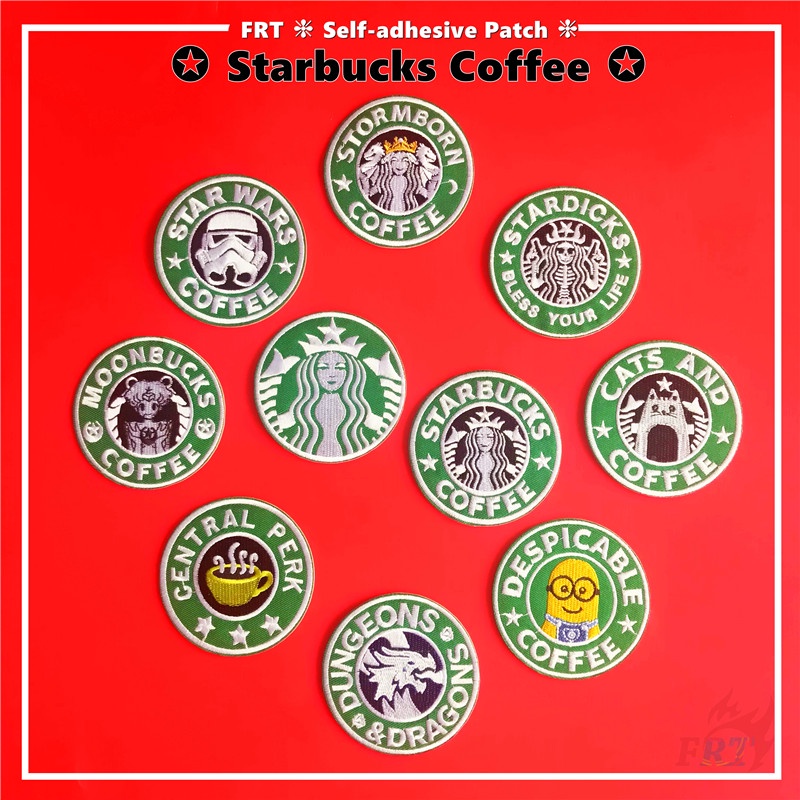 ภาพหน้าปกสินค้าStarbucks Coffee Style Self-adhesive Sticker Patch  1Pc Fashin Brand Minions Star Wars Iron on Sew on Clothes Bag Accessories Decor Badges Patches