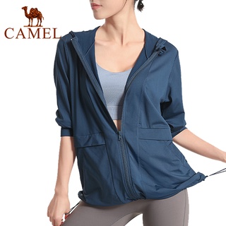 Camel เสื้อแจ็กเก็ต เสื้อกีฬา มีฮู้ด ทรงหลวม ลําลอง ใส่ออกกําลังกาย วิ่ง สําหรับผู้หญิง