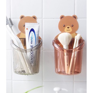 ที่วางแปรงสีฟัน ที่วางยาสีฟันรูปหมีน้อย ชั้นวางของในห้องน้ำติดผนัง กล่องเก็บอุปกรณ์อาบน้ำ อุปกรณ์เก็บแปรงสีฟัน  30018