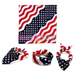 ภาพหน้าปกสินค้าผ้าลายธงชาติอเมริกา แบบคลื่น ใช้พันคอหรือโพกหัวได้ (Bandana American Flag Wave Scarf) ที่เกี่ยวข้อง