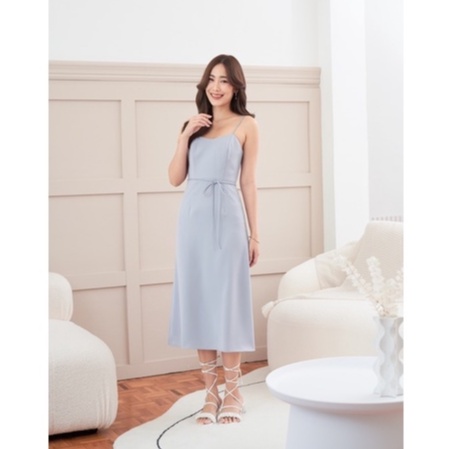 elegant-things-alice-dress-in-frosty-blue-เดรสสายเดี่ยว-มีสายผูกโบว์ที่เอว-คุณหนูสุดๆ