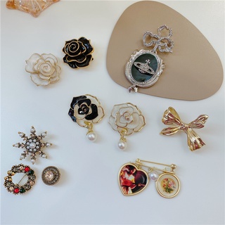 High-end Flowers small Fragrant wind Brooch Exquisite Bowknot Pearl Crystal Brooch Popularity Accessories