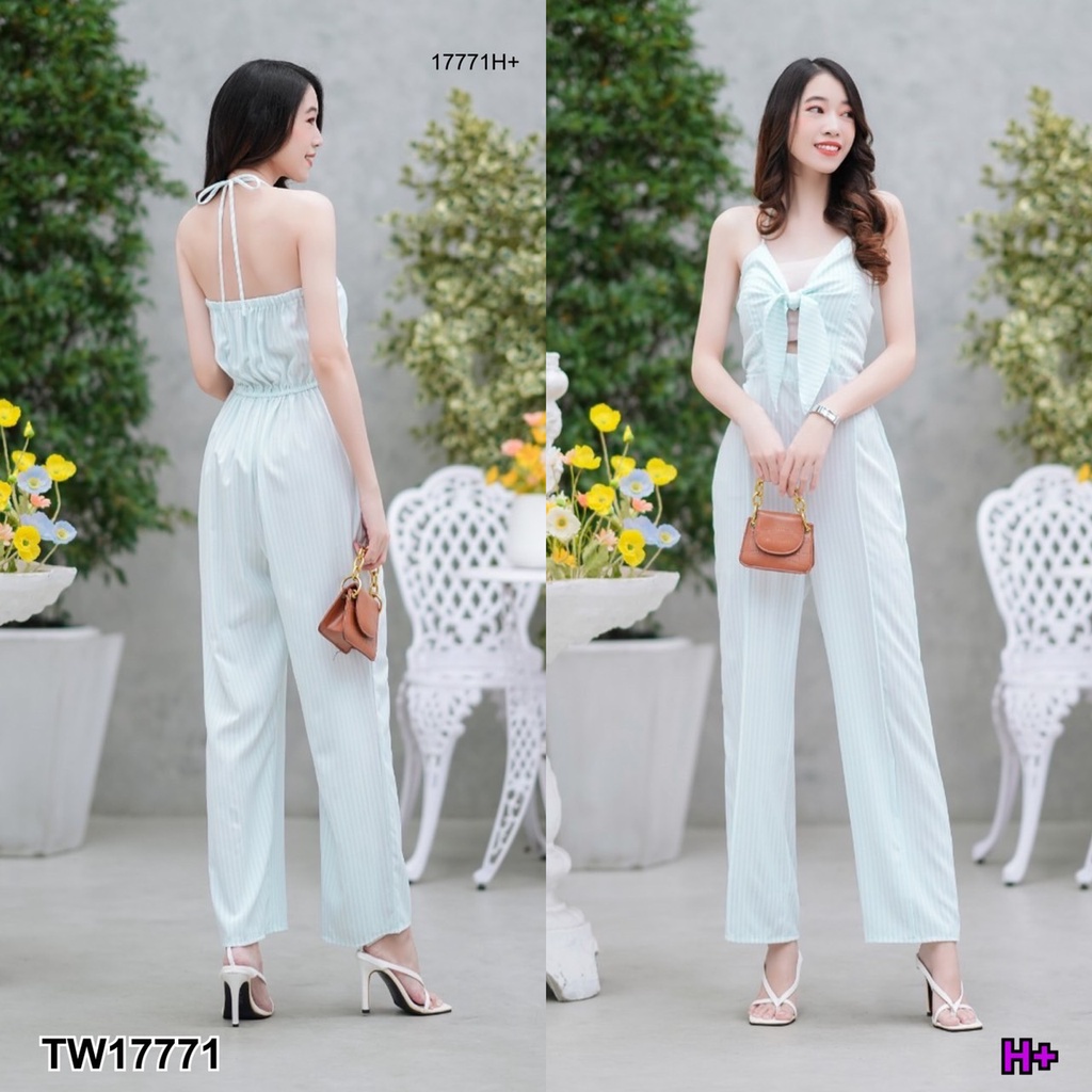 ak-17771-jumpsuit-จั้มสูทผูกอกผ้าลายริ้ว