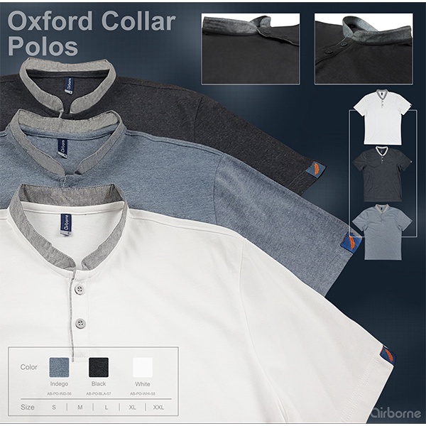 เสื้อโปโล-airborne-classic-vintage-stand-collar-polo-เสื้อโปโล-คอจีนแต่งปก-oxford-supremesoft-cotton-100