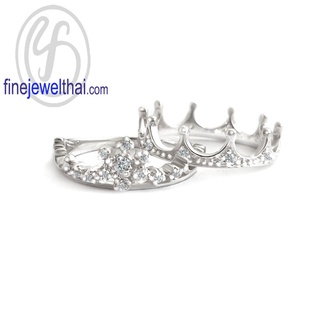 Finejewelthai-แหวนมงกุฎ-แหวนเจ้าหญิง-แหวนเซ็ต-แหวนเพชร-แหวนเงินแท้-Princess-Diamond-CZ-Silver-Ring-R1395_97cz