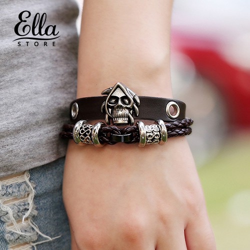 ella-นาฬิกาข้อมือสายหนังถักสำหรับผู้ชายผู้หญิง