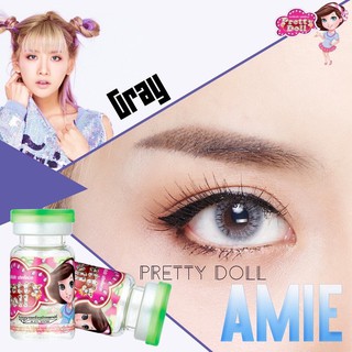 Amie Gray (2) สีเทา เทา ไร้ขอบ สายฝ ไม่มีขอบ ☘️ Pretty Doll มินิ Contact Lens Mini คอนแทคเลนส์ ค่าสายตา สายตาสั้น แฟชั่น