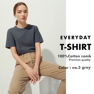 Organic cotton 100%เสื้อยืดคอกลม เสื้อยืดที่ใส่สบายที่สุด  [Grey]