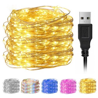 1M 5M 10M Led Fairy Lights / USB Powered Silver Wire Starry Fairy Lights / Waterproof String Lights Suitable Indoor And Outdoor / Decoration Night Light Perfect For Bedroom,Christmas,Ramadan,New Year,Parties,Wedding,Birthday,Kids Room,Patio,Window