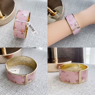 🎀 กำไล สีชมพู-ทอง ลายดอก COACH 91411 Rose Bouquet Print Bangle รอบวง19 เซนติเมตร