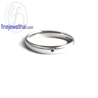 Finejewelthai-แหวนไพลิน-ไพลินแท้-แหวนเงินแท้-พลอยประจำเดือนเกิด-Blue-Sapphire-Silver-Ring-Birthstone-R3068bl