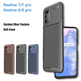Realme 8 Pro 7 Pro Realme8 Realme7 5G Carbon Fiber Soft TPU Matte Silicone Shockproof Back Cover