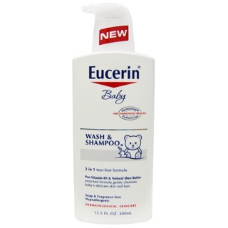 New 🇺🇸Eucerin, Baby, Wash & Shampoo, Fragrance Free, 13.5 fl oz (400 ml)