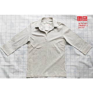 Uniqlo เสื้อโปโล-สีเทา ไซส์ 34-38" ของแท้ 100% ป้ายห้อย