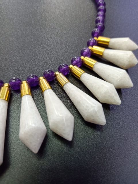 สร้อยคอหินอเมทิสต์-หินอาเกตขาว-ฟินธรรมชาติ-หินประจำเดือนเกิดกุมภาพันธ์-natural-amethyst-with-white-agate-necklace