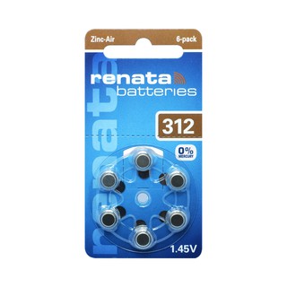 ถ่านสำหรับเครื่องช่วยฟัง ถ่านหูฟัง Renata ZA 312 (PR41) ZINC-AIR (Made in Germany) Hearing Aid Batteries ของเเท้และใหม่