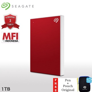 Seagate Backup Plus Slim Harddisk Eksternal [1TB/2.5Inch/USB3.0] - Merah+Free Pouch+Pen