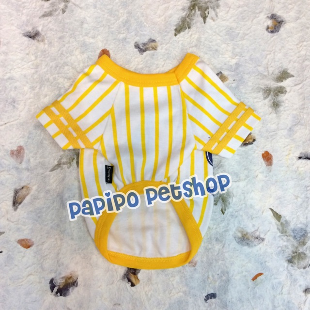 ภาพหน้าปกสินค้าเสื้อผ้าสุนัขและแมว สไตล์เบสบอล สีเหลือง ไซส์1-8 จากร้าน papipo_petshop บน Shopee