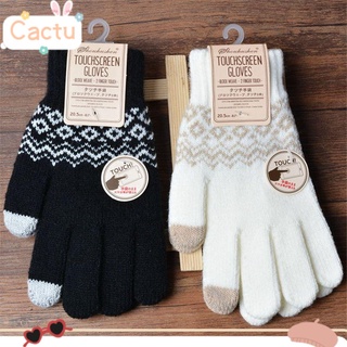 CACTU Fashion Winter Gloves Driving Cycling Warm Knit Gloves Touch Screen Gloves Elastic Cuff Soft Wool Full Finger Outdoor Mittens/Multicolor