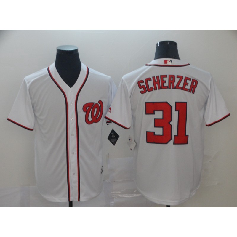 เสื้อกีฬาเบสบอล-ลายทีมชาติวอชิงตัน-mlb-31-max-scherzer-สีขาว-แดง-น้ําเงิน