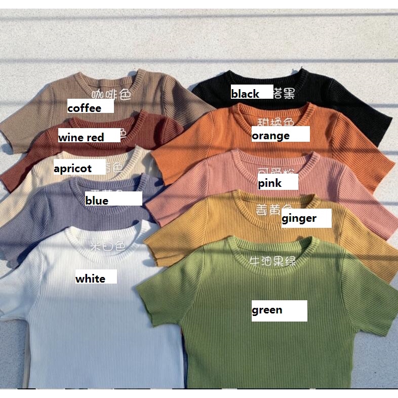 nine-color-เสื้อยืดลําลองสําหรับสตรีแขนสั้นทรงสลิมสไตล์เกาหลี