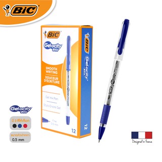 [Official Store] BIC บิ๊ก ปากกา Gel-ocity Stic ปากกาเจล เเบบถอดปลอก หมึกน้ำเงิน หัวปากกา 0.5 mm. จำนวน 12 ด้าม