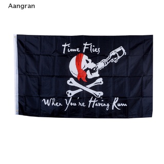Aangran ธงโจรสลัด ลายหัวกะโหลก Jolly Roger 90*150 ซม. สําหรับตกแต่งปาร์ตี้ฮาโลวีน