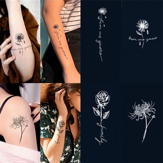 【Magic Tattoo】สติกเกอร์รอยสักชั่วคราว ลายดอกทานตะวัน ดอกเดซี่ ตัวอักษรภาษาอังกฤษ กันน้ํา ติดทนนาน 15 วัน