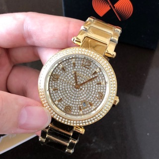 นาฬิกา สีทอง หน้าปัดประดับด้วยคริสตัล Michael Kors Womens Parker Gold-Tone Pavé Glitz Watch #MK6510 ขนาดหน้าปัด 38mm