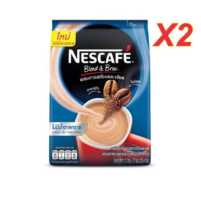 nescafe-blend-amp-brew-no-table-sugar-329-4g-เนสกาแฟเบลนด์-amp-บรูไม่มีน้ำตาลทราย-329-4ก-แพ็ค2